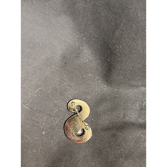 Cursive Initial S Brooch Pin Gold Tone - Picture 3 of 3